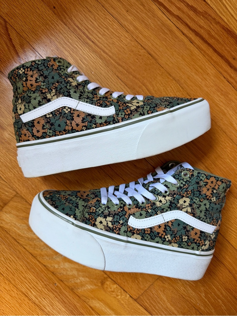 Vans Sk8-Hi Tapered Stackform Camo Floral Loden Green Platform Mens 6 Womens 7.5 - Picture 6 of 12